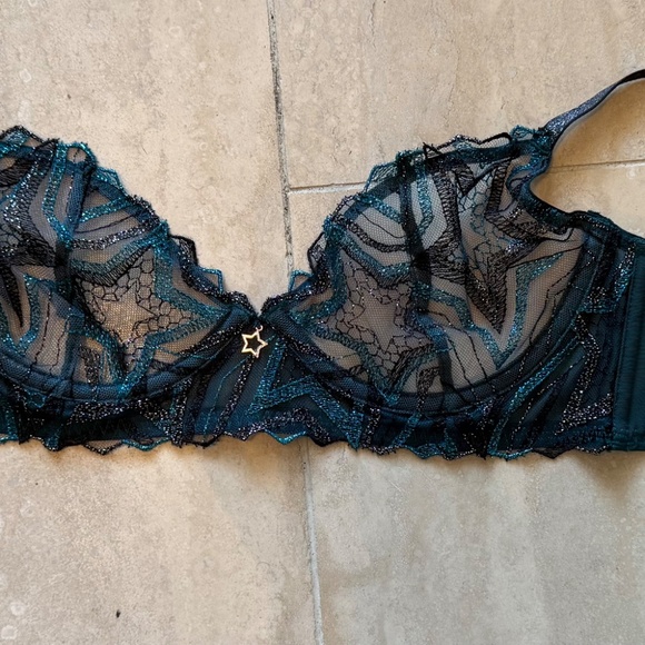 Savage X Fenty Women's Shining Strap Embroidered Unlined Demi Bra 32 C - Picture 6 of 10